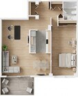 One Bedroom 1,100 sq.ft.