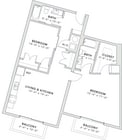 1,022 square foot two bedroom, two bath apartment home
