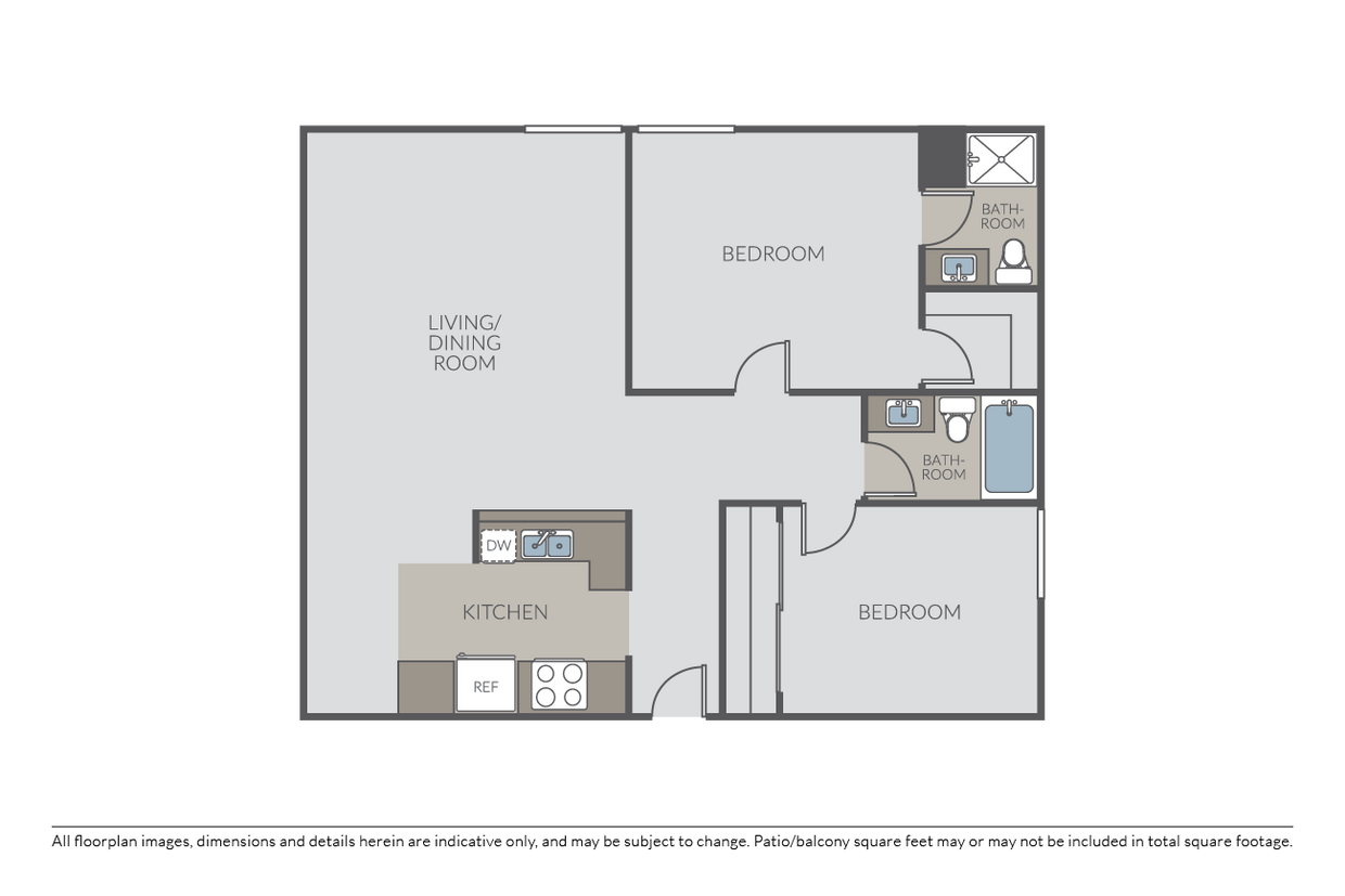 Floor Plan - 2 Bed 2 Bath