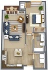 1 Bedroom / 1 Bathroom B (776 sq ft)