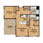 B1 | 2 Bed | 2 Bath floor plan 333 Central