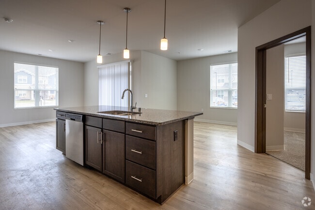 2BR, 2BA - 1,100SF - Kitchen/Living Room