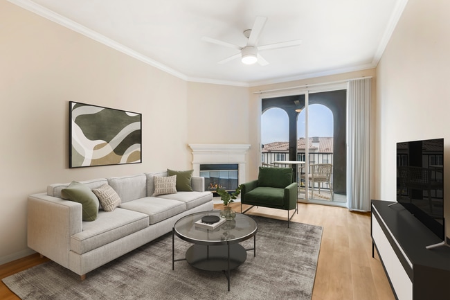 Renovated Package I living room with upgraded hard surface flooring