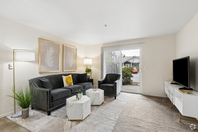 2BR, 1.3BA - 864SF - Living Room - Valley River Court