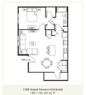 1 BR / 1 BA, 841 sq. ft