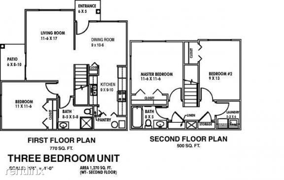 Plano de planta de tres habitaciones - White Pines - Harrison
