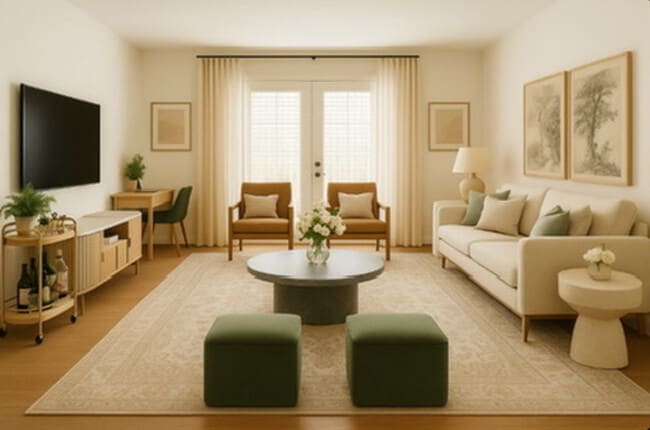 staged living room - 2118 Acklen Ave Condo