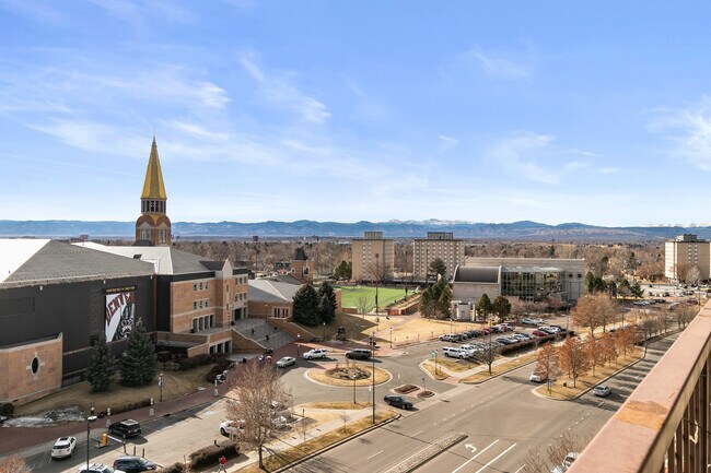 10th floor balcony view over DU Campus - 2225 Buchtel Blvd Condo Unit University of Denver