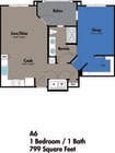 Azure City Living - A6 - 1 Beds - 1 Baths - 799 Sq. ft.