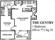 1BR/1BA Gentry