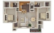 2 bed 2 bath 1050 sqft.