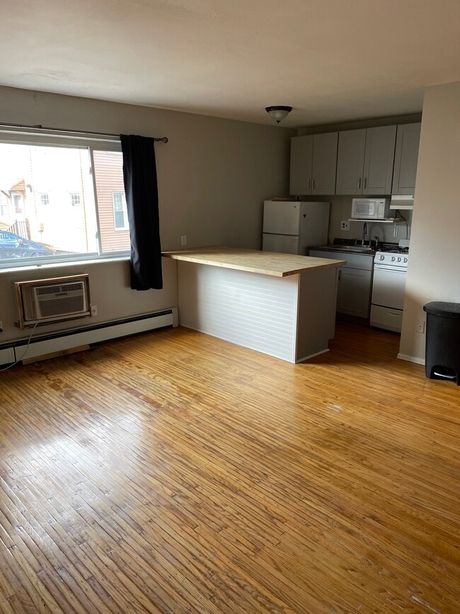 living area and kitchen