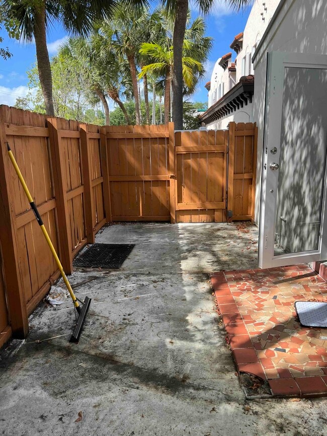 Private fenced backyard