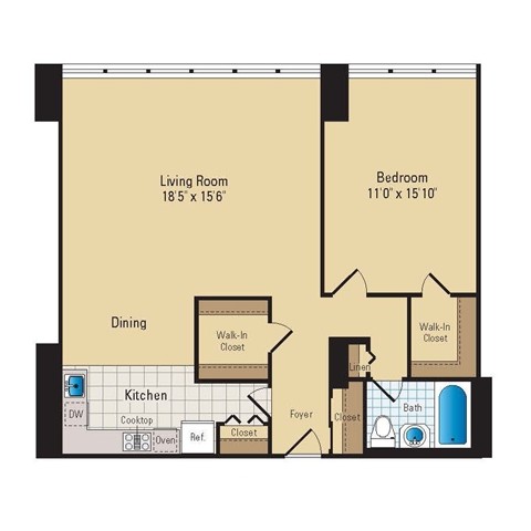 Floor Plan - 1 Bed - 1 Bath | A09
