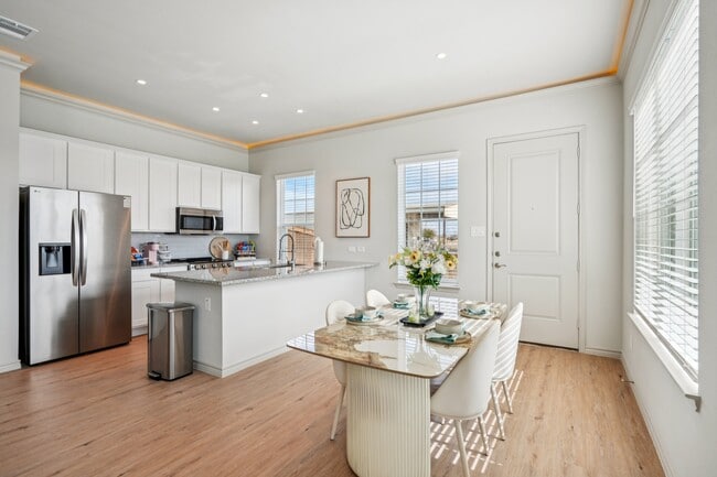 Kitchen with Stainless Steel Appliances - The Reserve at Red Oak