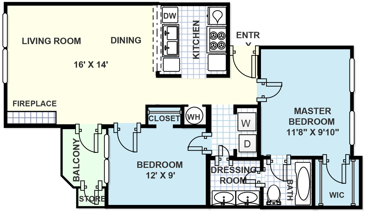 a3.png - 2 bedroom, 1 bathroom