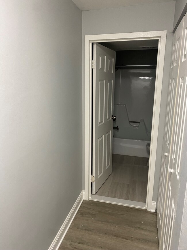 hallway into bathroom