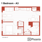 1 Bed/1 Bath Layout: A3