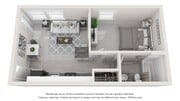 A photo of our 1x1 floor plan, The Dickenson.