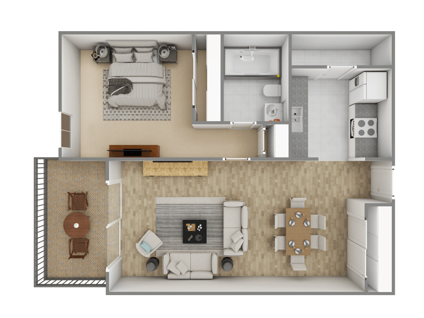 Floor Plan - 1 Bedroom - Renovated