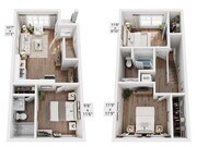 3 Bedroom, 2 Bathroom Townhome Floor Plan