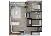 DLP Proper A1L - 1 Bed 1 Bath 630 Sq Ft 3D
