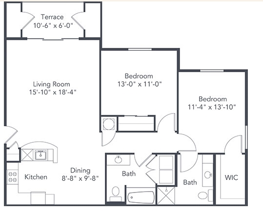 Floor Plan - 2 Bedroom Traditional
