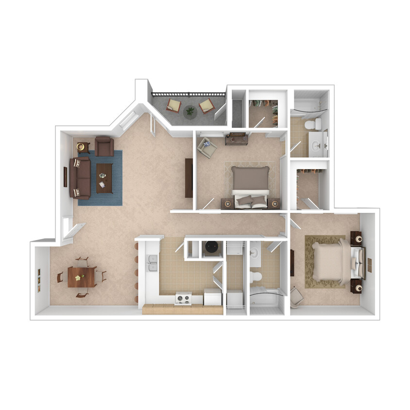 Beaufort - 2 Bed, 2 Bath, 950 sq. ft. - 3D Furnished - Beaufort