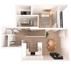 Penthouse 609 | 1 Bed 1 Bath | 766 Square Feet