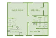 2 Bedroom, 2 Bath Apartment