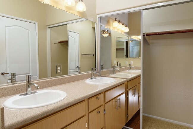 Classic Package II bath with laminate countertops, oak cabinetry, and hard surface flooring