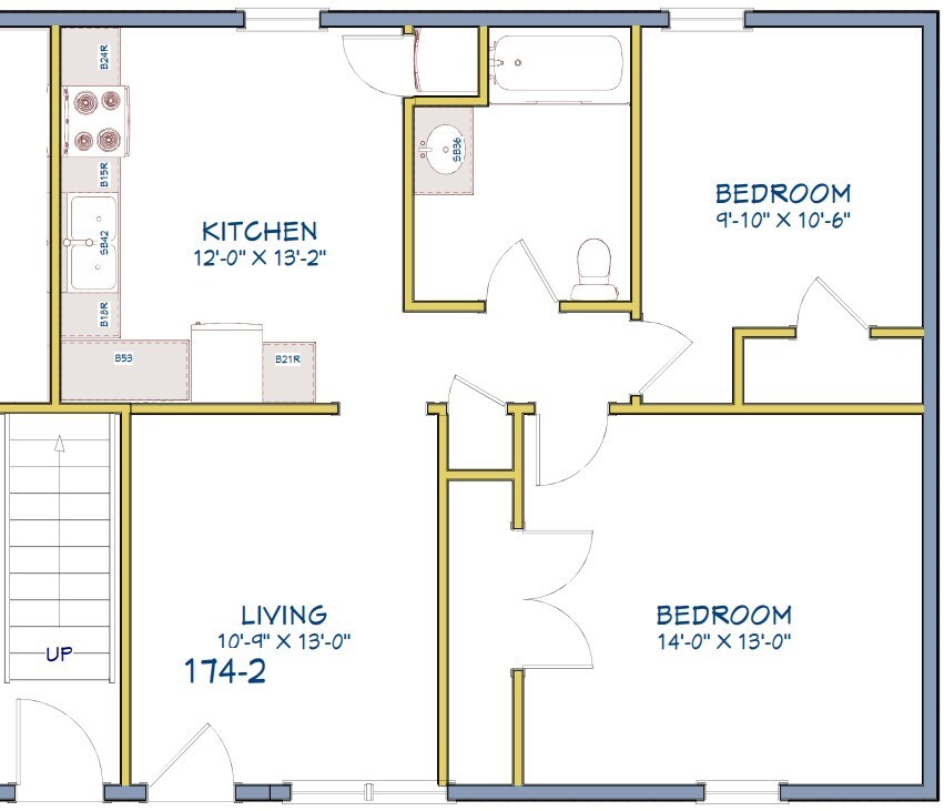 Floor Plan - 174 Walnut St Apartments Unit 2