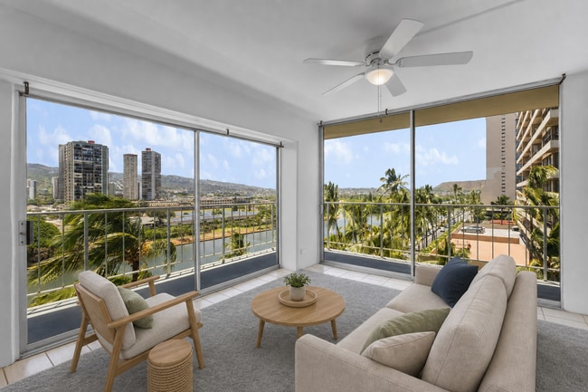 Building Photo - Waikiki 1BR/1BA with Ala Wai Canal & Mountain Views — Wraparound Lanai, Utilities Included