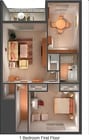 One Bedroom/ One Bathroom Floor Plan