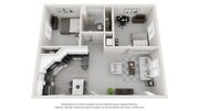 A 3D floor plan rendering of The Valley.