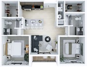 2A Floorplan - 910 SF
