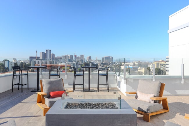 Take in stunning views from the rooftop lounge.