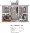 2 Bedroom, 1 Bath