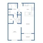 1x1 Renovated Floor Plan