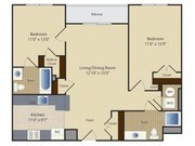 Two Bedroom Two Bath (946 SF)