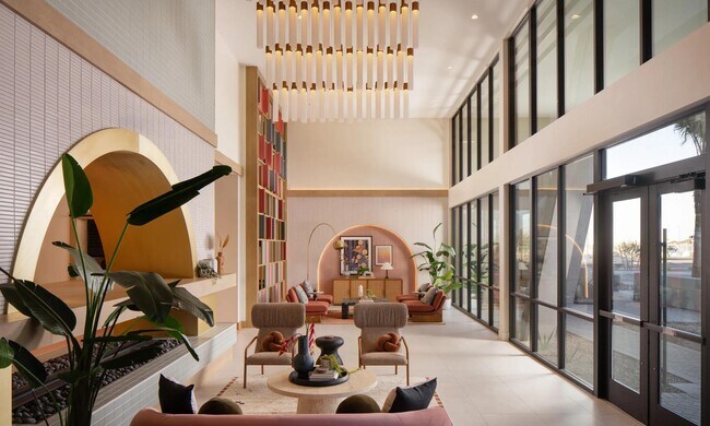 Soaring ceilings, curated desert details, and light-filled spaces set the tone at Modera Rio Salado.