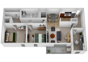 2 Bedroom/1.5 Bathrooms + Den Upgraded Floor Plan