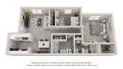 The Tucson floor plan offers two bedrooms and two baths.