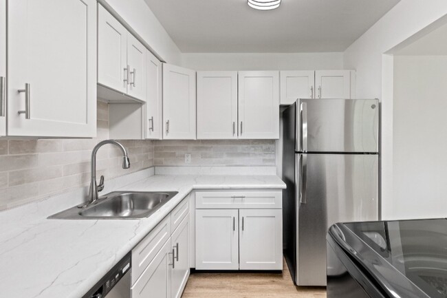 Cocina estilo prestigio (mostrada aquí en un apartamento de 2 habitaciones) - Springetts Apartments