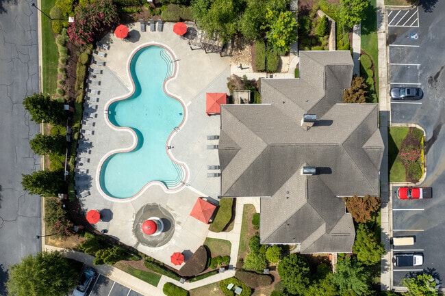 Birdeye Shot of Pool and Clubhouse - The Glen at Alexander Apartments