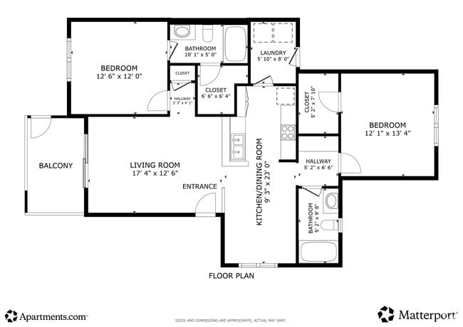 2BR, 2BA - 1,111SF - Floorplan - Acacia at Santa Rosa Creek