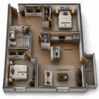 2 Bedroom 1 Bath Standard - Tower