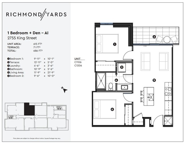 2755 King 1 chambre + bureau -AI - Richmond Yards