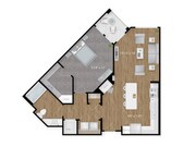 Explore this chic and efficient apartment layout designed for modern living.
