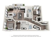 Two Bedroom Two Bath (1,211 SF)
